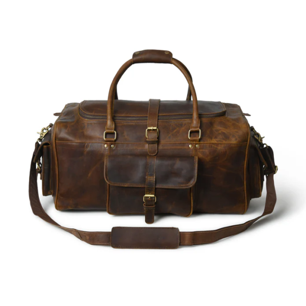 Men Leather Bag Gold Duffel II - Image 2