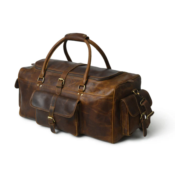 Men Leather Bag Gold Duffel II