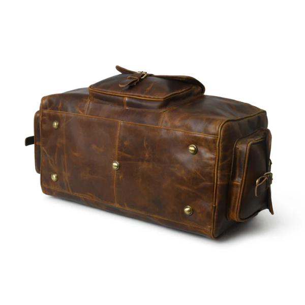 Men Leather Bag Gold Duffel II - Image 4