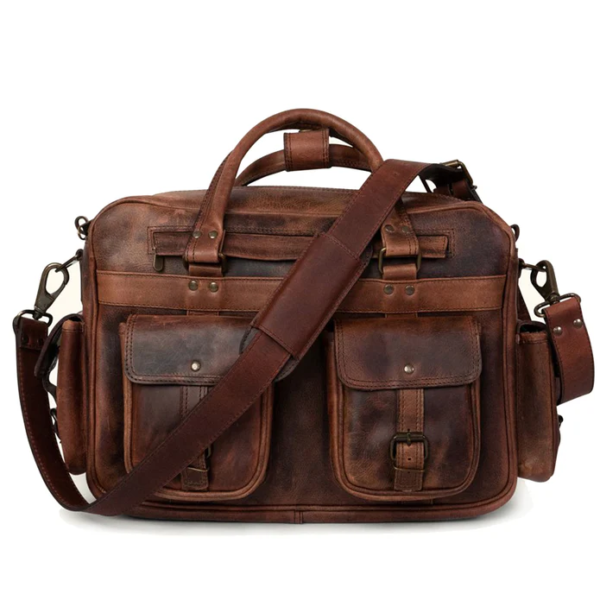 Men Leather Bag Pilot Briefcase - Image 2