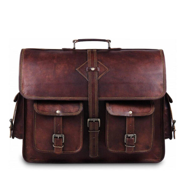 Men Leather Bag Retro Briefcase - Image 2