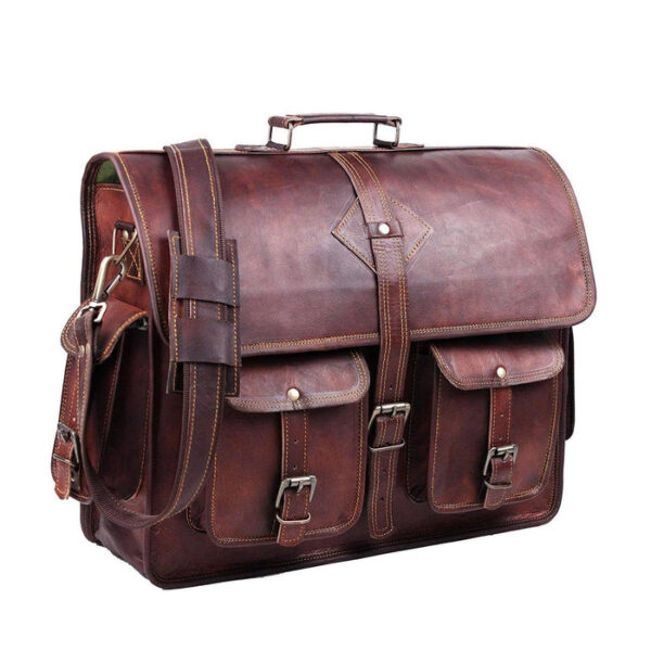 Men Leather Bag Retro Briefcase