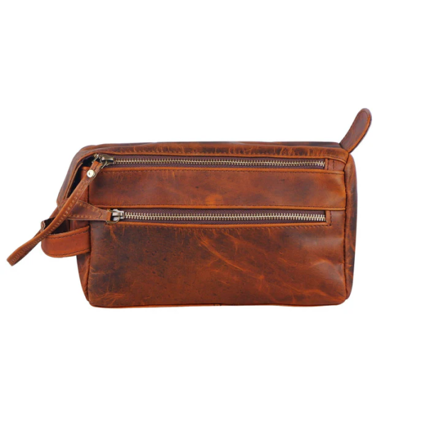 Men Leather Bag Travel Dopp Kit - Image 2