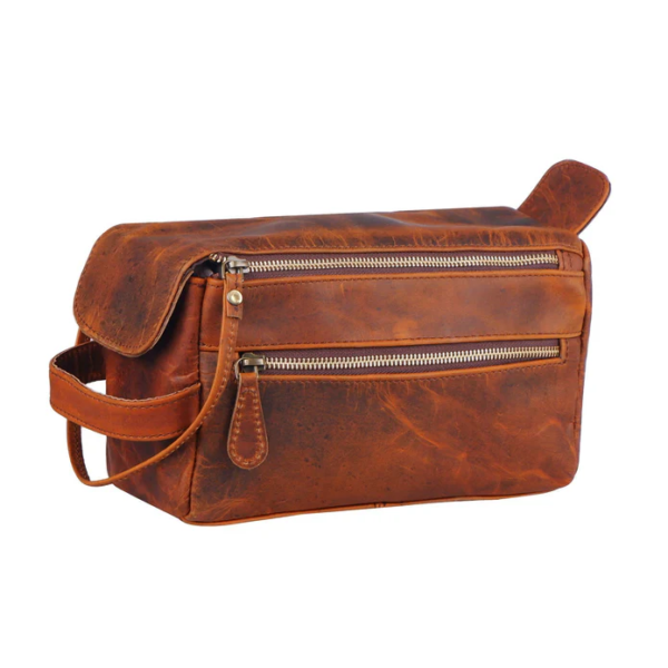 Men Leather Bag Travel Dopp Kit