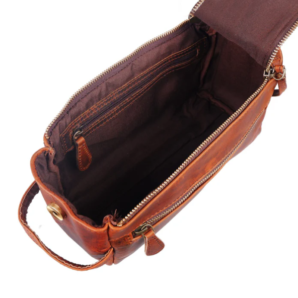 Men Leather Bag Travel Dopp Kit - Image 4